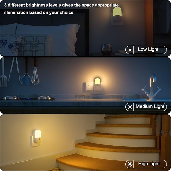 MAZ-TEK Plug in Motion Sensor Dimmable Night Light, Soft Warm White LED Nightlight with Dusk to Dawn Motion Sensor, Adjustable Brightness for Bedroom, Bathroom, Kitchen, Hallway, Stairs,2 Pack