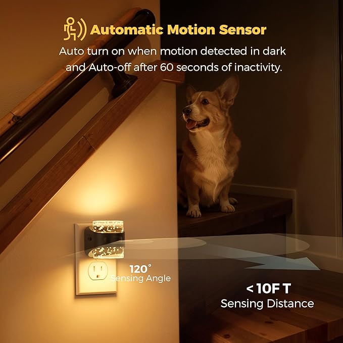 L LOHAS LED Motion Sensor Night Light, Bubble Night Lights Plug into Wall,2 Pack 5CCT Color Temperature Change Night-Light,Dimmable Nightlights with Dusk to Dawn Sensor for Rooms Bathroom Hallway