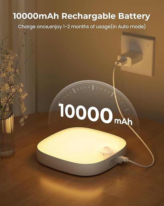 FULEN Shower Lights IP65 Waterproof, Motion Sensor Ceiling Light, Rechargeable Closet Light with 10000mAh Battery, LED Shower Lamp for Bathroom, Cordless Ceiling Lamp with RGB Colors, Remote Control