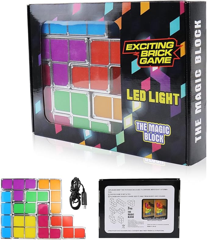 LOSCHEN Night Light,DIY Stackable LED 7 Colors Interlocking Induction Novelty Desk Lamp,3D Puzzle Magic Light Bright Toy for Kids Teens,Gamer Decor Ideal USB Plug