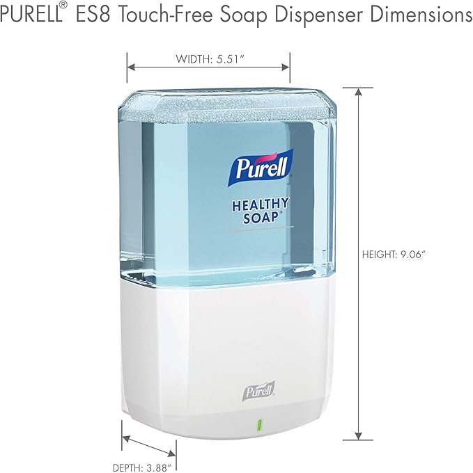 PURELL ES8 Automatic Hand Soap Dispenser, White, for 1200 mL PURELL ES8 Soap Refills (Pack of 1) - 7730-01 - Manufactured by GOJO, Inc.
