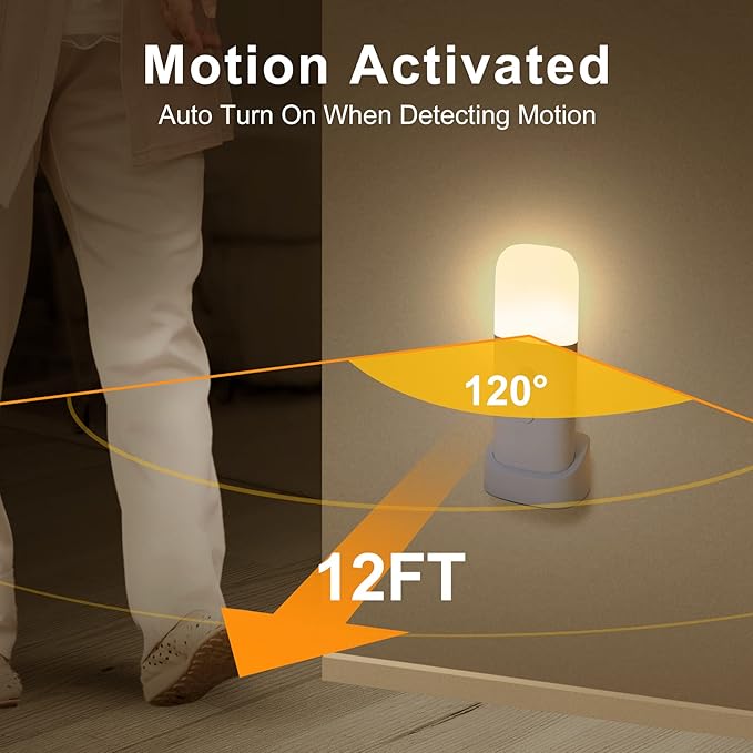 YELKO Motion Sensor Night Lights, Rechargeable nightlights Battery Operated, Dimmable Table lamp with 5 Levels Brightness Adjustable, Cordless Dimmable LED Nursery Night Lights for Home(Cool White)