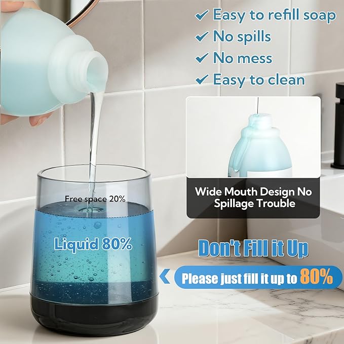 2 Pack Automatic Soap Dispenser Touchless Automatic Foaming Soap Dispenser 3-Level Adjustable Modern Foam Soap Dispensers 10.5oz/300ml USB Rechargeabled for Bathroom Kitchen Office
