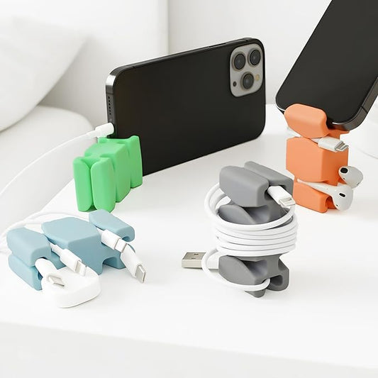 CordBrick 4PK Silicone & Steel Weighted Cord Holders for Bedside. Travel Phone Cable Organizers. Multiuse iPhone Accessories. Small Gifts for Him, College Student. Tech Gadgets for Teenagers. Assorted