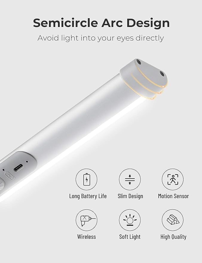 Joyzy 2 Pack Automatic Motion Sensor Closet Lighting with Eye-Protection Design Closet Lights, LED Wireless Pantry Light, Rechargeable Wardrobe Lamp Cabinet Light(100 Lumen, 6000k 80+CRI)