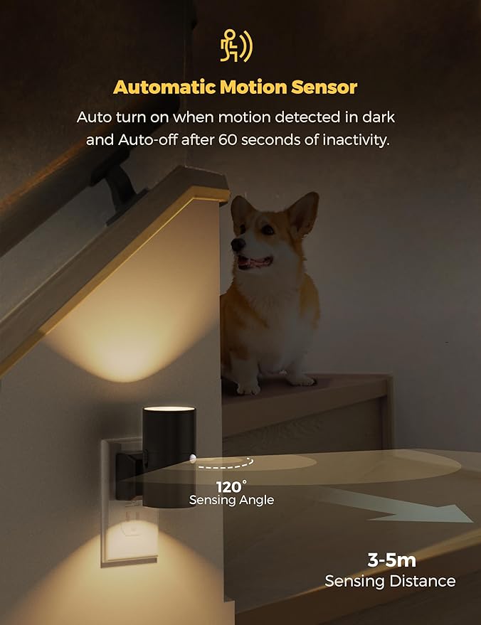 L LOHAS LED Motion Sensor Night Light, Dimmable Night Lights Plug into Wall, Plug in Nightlight, Motion Sensor Light Indoor for Bathroom Hallway Bedroom Stairs Kids Elderly [3000K,2 Pack]