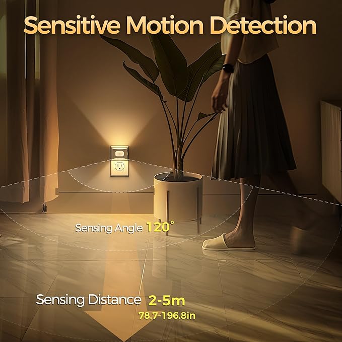 DORESshop LED Night Light[2 Pack], Night Lights Plug into Wall, 3 Mode Motion Sensor Night Light Plug in, Dusk to Dawn Sensor, Nightlights for Adults, Bedroom, Bathroom, Hallway, White Cover