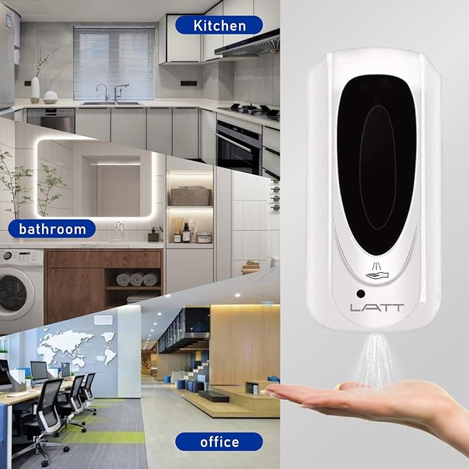 LATT Automatic Hand Sanitizer Dispenser Wall Mount, Liquid Hand Sanitizer Spray Dispenser, 33oz/1000ml Touchless Hand Soap Dispenser for Commercial Industrial Hospitals Office Public