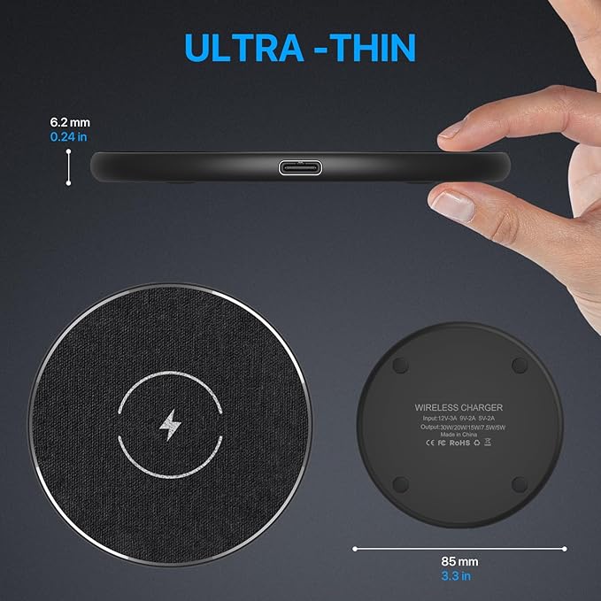 Wireless Charger 30W, 30W Fast Wireless Charging Pad For iPhone 15 14 13 12 11 X 8, Samsung Wireless Charger For Galaxy S24/S23/S22/S21/S20/S10/S9/S8/Note20/10/9/8, Air Pods/Galaxy Buds, Pixel/LG G8 7