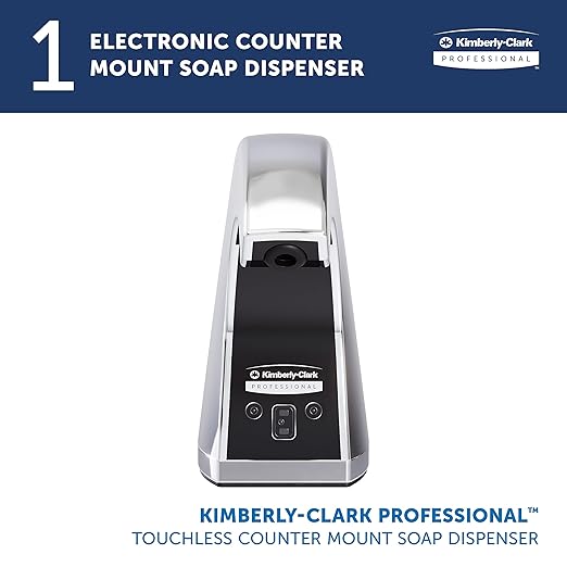 Kimberly-Clark Professional™ Touchless Counter Mount Soap and Hand Sanitizer Dispenser (47604), Chrome, 1.5 L Capacity, 2.12" x 4.25" x 5.56" (Qty 1)