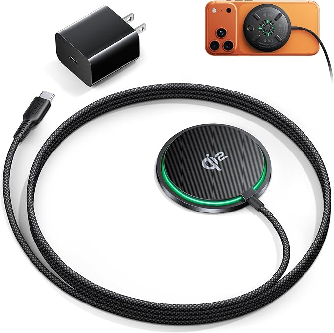 INIU Magnetic Wireless Charger, Original Qi2 Certified 15W Fast MagSafe-Compatible Wireless Charging Pad, Cooling Fan Travel Charger with Samrt Phone Protection for iPhone 17-12 & AirPods 4-2, Gamers