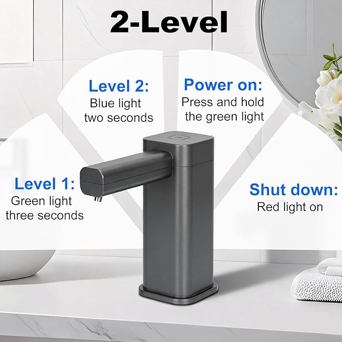 Automatic Dish Soap Dispenser for Kitchen, Touch-Free Sink Soap Pump with Silicone Extension Tube，Designed for Kitchens and Bathrooms （Square）