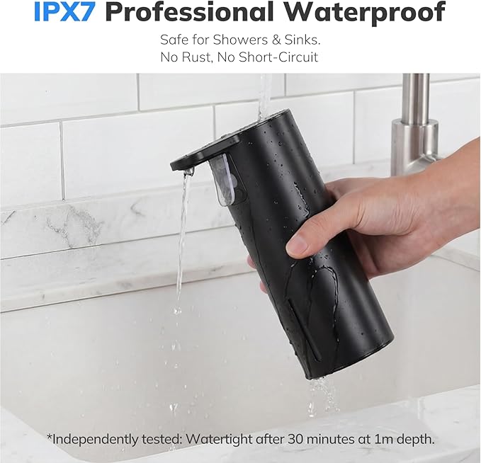 Umimile Electric Dish Soap Dispenser for Kitchen and Bathroom, 2 Mode Liquid Hand Soap Dispenser, 11.8oz Rechargeable with Type-C, IPX7 Waterproof (Black)