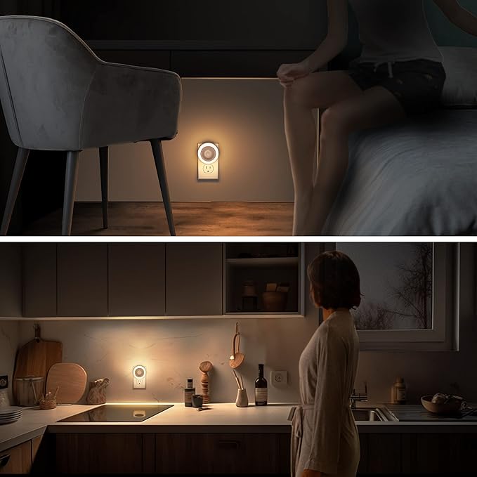 Briignite Motion Sensor Night Light, Night Lights Plug into Wall, Auto On/Off Motion Activation Nightlight, Energy-Saving 0.6W LED, Warm White, Ideal for Kids, Bedroom, Bathroom, 2 Pack