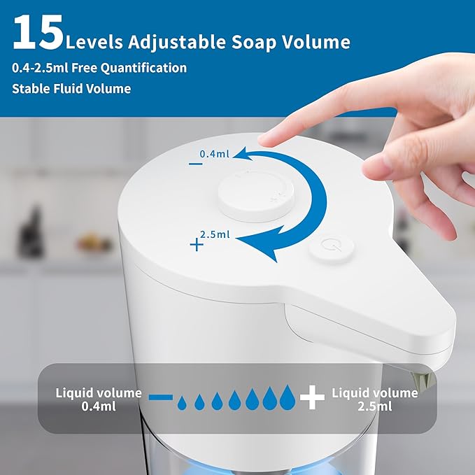 Automatic Soap Dispenser Touchless,Simple Physical Adjustment,Low Battery Consumption Dish Soap Dispenser Kitchen Bathroom