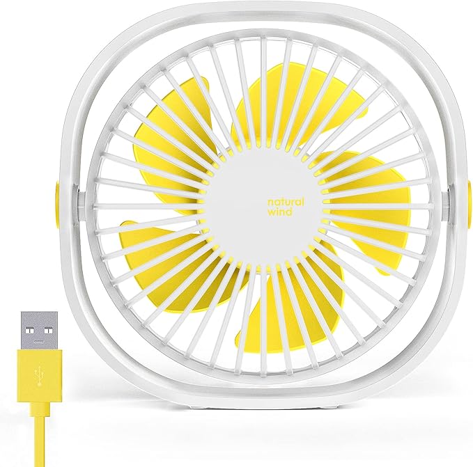 EasyAcc USB Small Desk Fan, Slumber Pod Fan [360°Rotatable Head &Powerful ] 3 Speeds Portable Personal Table Travel Fan for Sleeping Desk Cruise Ship Dorm Bedroom Office Office (No Battery)