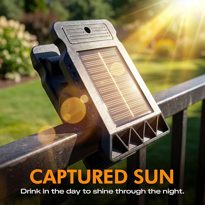 Clip On Solar Lights Outdoor, Motion Sensor Solar Fence Lights with 3 Modes, Wireless Security Lights for Deck, Gutter, Patio, Camping (2 Pack)