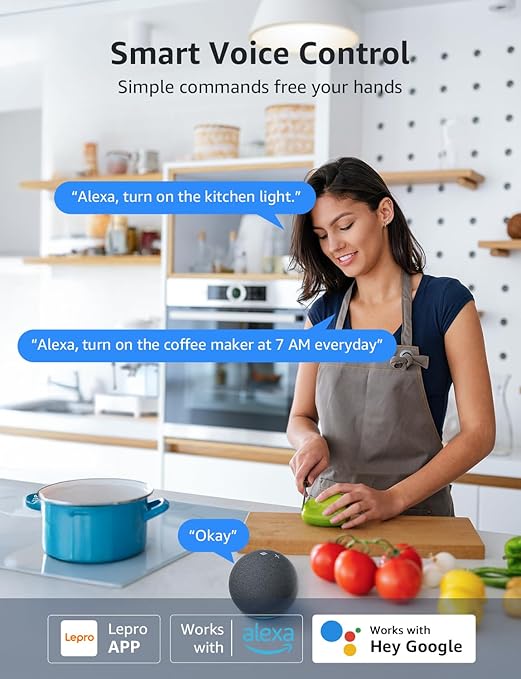Lepro P1 Smart Plug Mini 15A, WiFi Outlet Plugs Compatible with Alexa & Google Assistant, Voice/APP Control, Timer & Group Controller, ETL & FCC Certified, 2.4GHz Only, 4-Pack