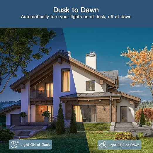 TREATLIFE 2 in 1 Outdoor Smart Dimmer Plug, 2 Individual Control Sockets, 600W, Compatible with Alexa, Google Home, IP64 Dimmer for Outdoor String Lights, Dusk to Dawn, 2.4GHz WiFi Only