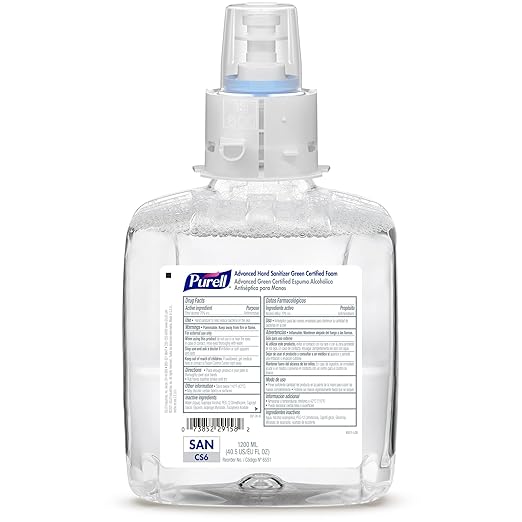 PURELL Advanced Hand Sanitizer Foam CS6 Starter Kit, 1-1200 mL Green Certified Hand Sanitizer Foam Refill + 1 CS6 Graphite Automatic Sanitizer Dispenser (Pack of 1) - 6551-1G