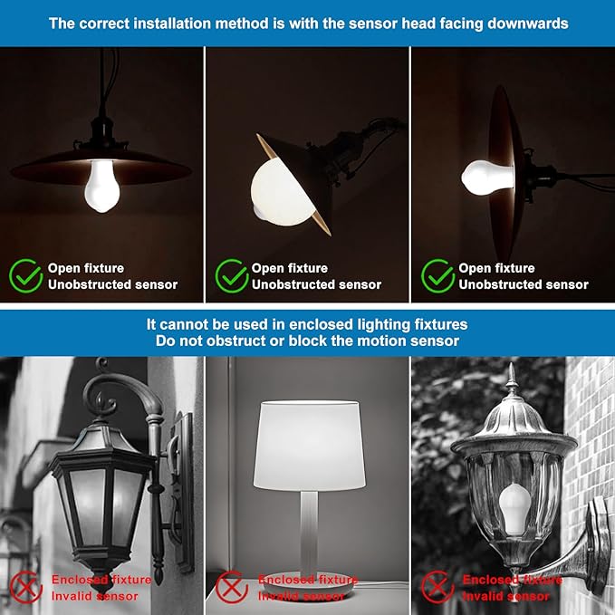 Motion Sensor Light Bulb,Activated Detector Light Bulb Indoor,Dusk to Dawn Security Bulb,13W Equivalent 100W,E26 Base 6000K Daylight,6 Packs