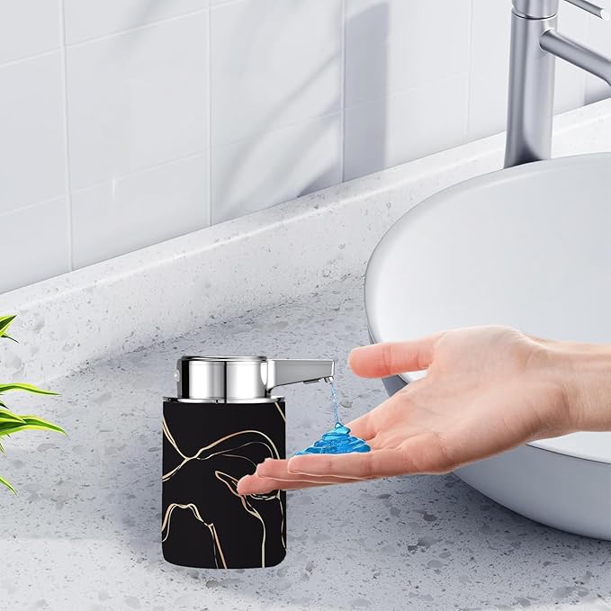 Automatic Soap Dispenser,soap Dispenser Dish soap Dispenser Hand Bathroom Touchless with Infrared Sensor （Marble Black）