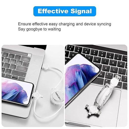 3 in 1 Retractable Multi Charging Cable, 2Pack Multi Fast Charging Cord Retractable Charger Data Sync Cable with iPhone/Type-C/Micro USB Ports for Cell Phones, iPhone Series, Galaxy Series,PS,Tablets