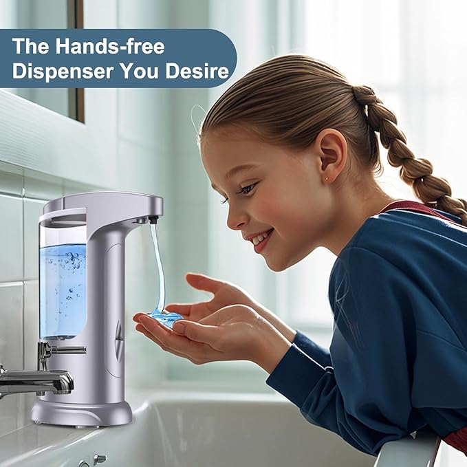 12.5oz Automatic Liquid Soap Dispenser, Touch-Free Battery Operated Adjustable Soap Dispensing, Volume Premium for Kitchen Bathroom Toilet