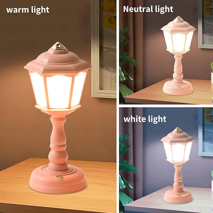Mini Desk lamp Vintage, LED Desk Lamp Dimmable Table Lamp Reading Lamp with USB Charging Port, Sensitive Control, Eye-Caring Office Lamp,Very Beautiful Decorative Desk lamp (Pink)