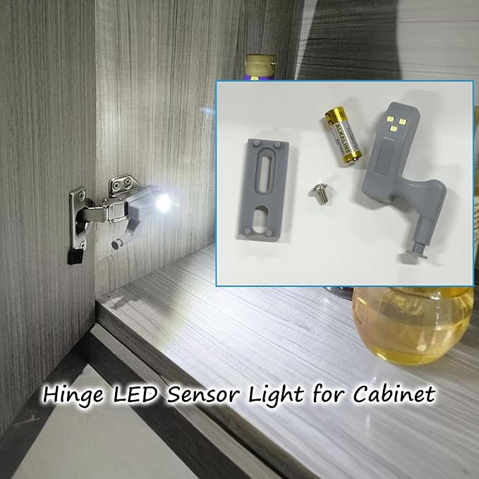 LiXiongBao 12 Pack Hinge LED Sensor Light -Smart Touch Induction Cabinet Light for Kitchen Cabinet Cupboard Closet Night Lights, Living Room/Bedroom/Wardrobe Night Lights(Cool White)