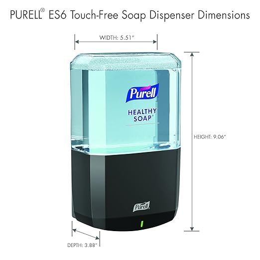 PURELL ES6 Automatic Wall-Mounted Hand Soap Dispenser, Graphite, Compatible with 1200 mL PURELL HEALTHY SOAP Refills (Pack of 1) - 6434-01 - Manufactured by GOJO, Inc.