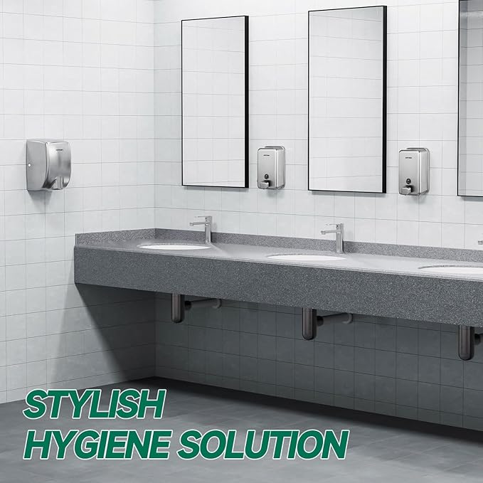 anydry Commercial Wall Mounted Soap Dispenser 37oz 1100ml Large Capacity Brushed Stainless Steel Manual Dispenser for High Traffic Restrooms