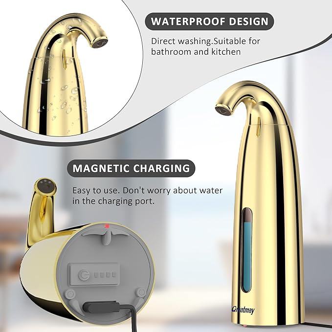 Convenient Automatic Soap Dispenser,4 Adjustable Levels Touchless Hand Sanitizer Pump with Infrared Sensor, Countertop Electric Dispenser for Bathroom,Kitchen