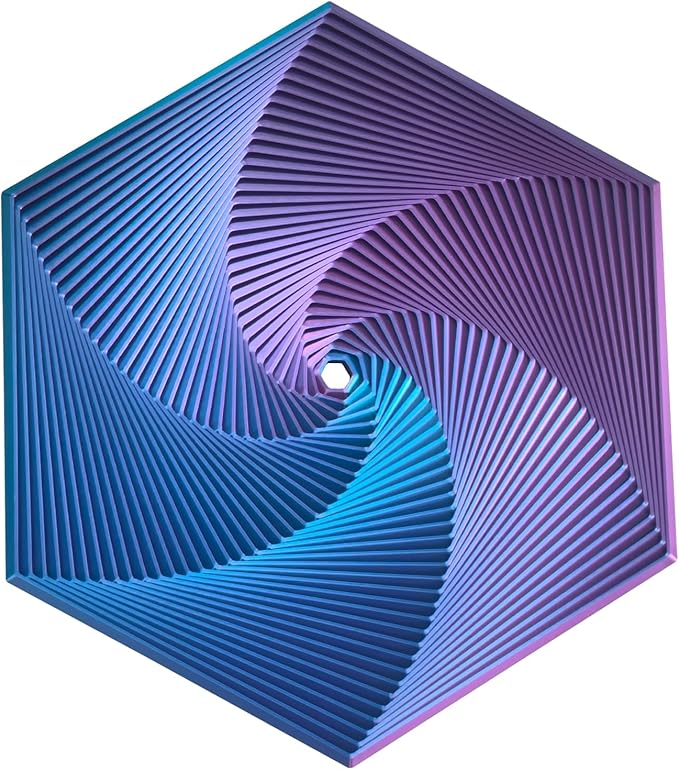 Fractal Fidget Hexagon - Suitable for Relieving Stress, Anxiety, and Tension | Autism, ADHD | Desk Adult Fidgeting Stress Relief Gift (Blue-Pink 35 Rings)