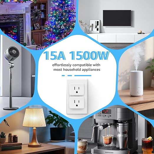 WiFi Plug with Switch,GreenCycle Smart Outlet with Remote,Compatible with Alexa and Google Home via Tuya,Compact Design,Remote Control Anywhere,15A/1500w,TUV FCC Listed(2.4G),2 Switch 2 Plug