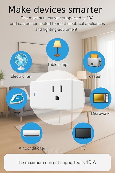 Compact Smart Plug, Works with Alexa & Google Assistant, Smart Life App & Voice Control, Energy Monitoring, Timer Scheduling, No Hub Required, App Remote Control, 2.4 GHz WiFi Outlet, 4-Pack