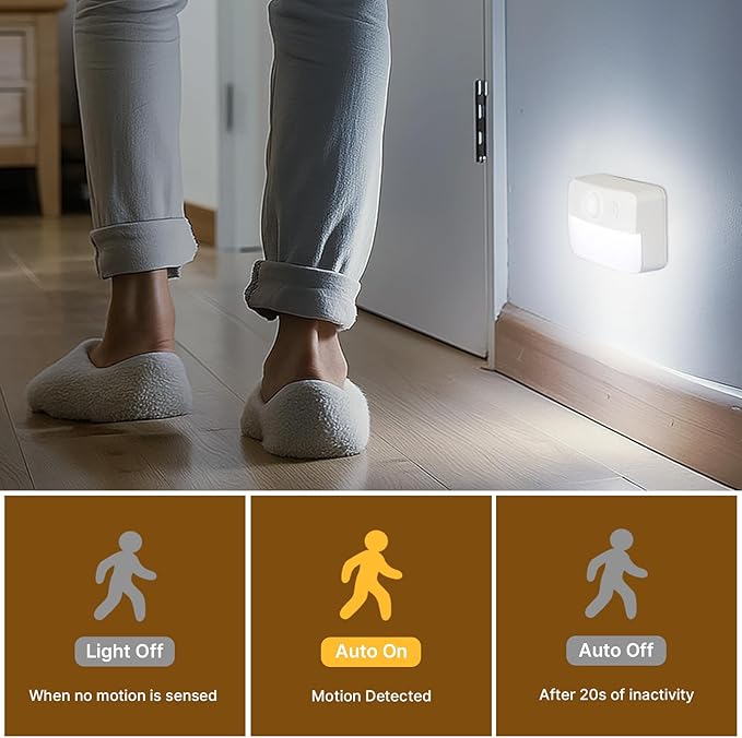 Guankai 3 Pack Motion Sensor Stair Lights for Indoor, Wireless RGB Battery Operated Night Light, Led Stick On Hallway Closet Under Cabinet Step Portable Lamp for Bedroom Kitchen Bathroom