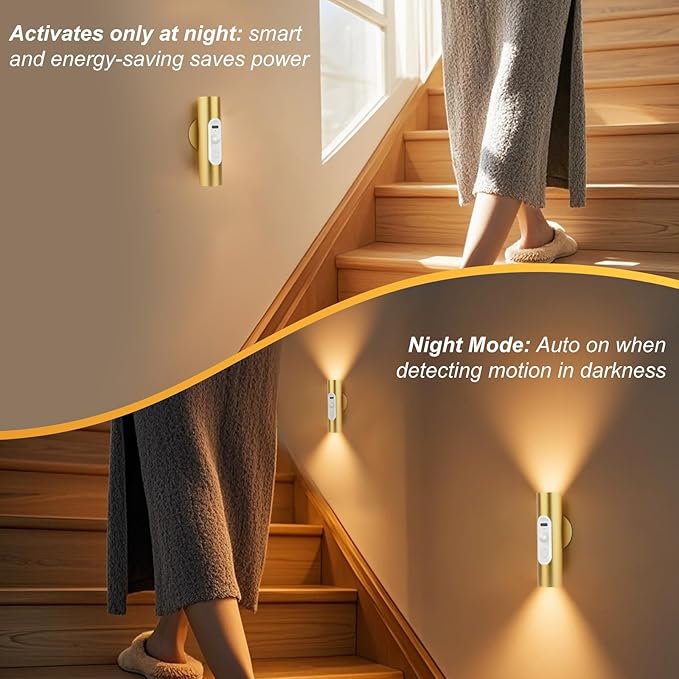 Battery Operated Wall Sconce Set of 2, Magnetic Stick on Wall Lights Motion Sensor Night Lights Indoor with Remote Control, Rechargeable Wireless Up and Down Wall Sconces, 3 Modes Dimmable, Aluminum