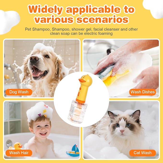 Electric Foaming Shampoo Dispenser with Stirring Mechanism for Dog and Cat Bathing, Rechargeable Soap Dispenser for Pet Bathing, Bathroom, Kitchen Sink, Toilet Cleaning