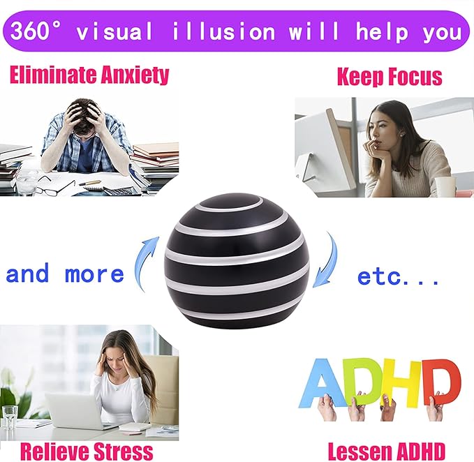 Desk-Fidget-Toys for Kinetic-Toy: Cool-Gadgets Cool-Stuff for Adults Kids Teens, Spinning Up to 180 Seconds, Stress Relief Toy for Optical-Illusion Gift for Office School Home Women Men