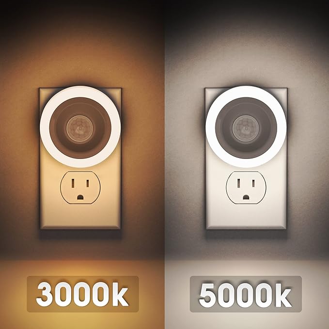 Briignite Motion Sensor Night Light, Night Lights Plug into Wall, Auto On/Off Motion Activation Nightlight, Energy-Saving 0.6W LED, Warm White, Ideal for Kids, Bedroom, Bathroom, 2 Pack