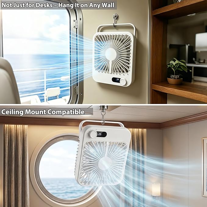 Portable Travel Fan for Cruise Approved, Cruise Essentials 2026 Rechargeable Fan100 Speed Wind Adjustable, Small Travel Essentials for Hotel Beside Sleeping Cruise Ship Essentials Cruise Must Haves