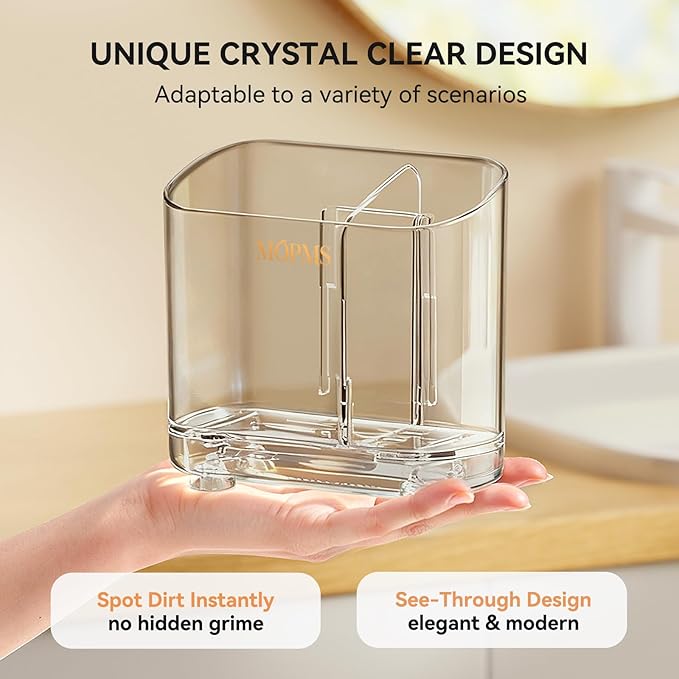 Toothbrush Holders with Drainage for Bathroom Countertop Organizer, 2 Slots Electric Toothbrush Holder Wall-Mount with Divider for Easy Clean, Tooth Brush and Toothpaste Holder for Bathroom Kitchen