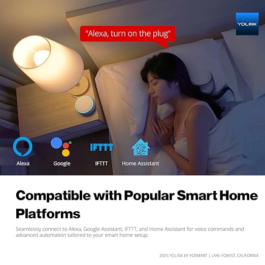YoLink Plug Mini, Ultra-Compact Smart Outlet with Over-Temperature Protection & Precision Scheduling, 1/4 Mile LoRa Range, Alexa, Google Assistant Integration, Hub Included