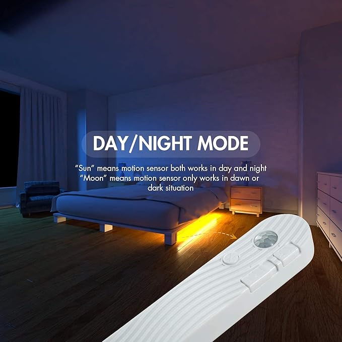 Sensky Motion Activeted LED Strip Lights Rechargeable Motion Sensor LED Strip Dimmable Cabinet Strip Lighting for Wardrobe, Gun Safe, Cabinet, Pantry, Closet (2M, Warm White)