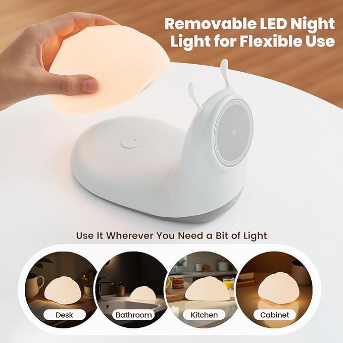 Magnetic Wireless Charger Stand for iPhone: 15W Fast Charging Desk with Night Light for Kids Mag Safe iPhone 17 16e 16 15 14 13 12 Pro Max - Cute Touch Lamp for Nightstand & Bedroom & Breastfeeding