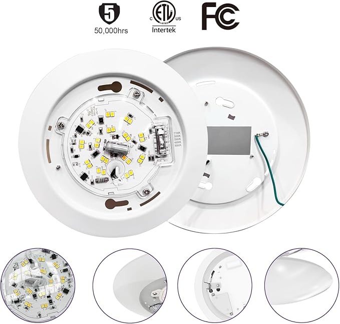 18-Pack 6 Inch Disk Lights, 2700K-5000K Adjustable, 16W, 1050LM, CRI 90+, Dimmable 10%-100%, Wet Rated, Surface Mount LED Ceiling Light for Bathroom Kitchen, ETL Listed