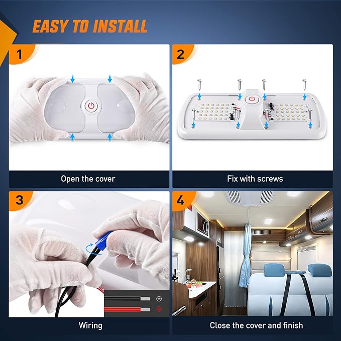 Nilight 5pcs 12V RV Interior Lights LED Ceiling Double Dome Light with ON Off Switch Lighting Natural White 4000-4500K for Car Trailer Camper Boat