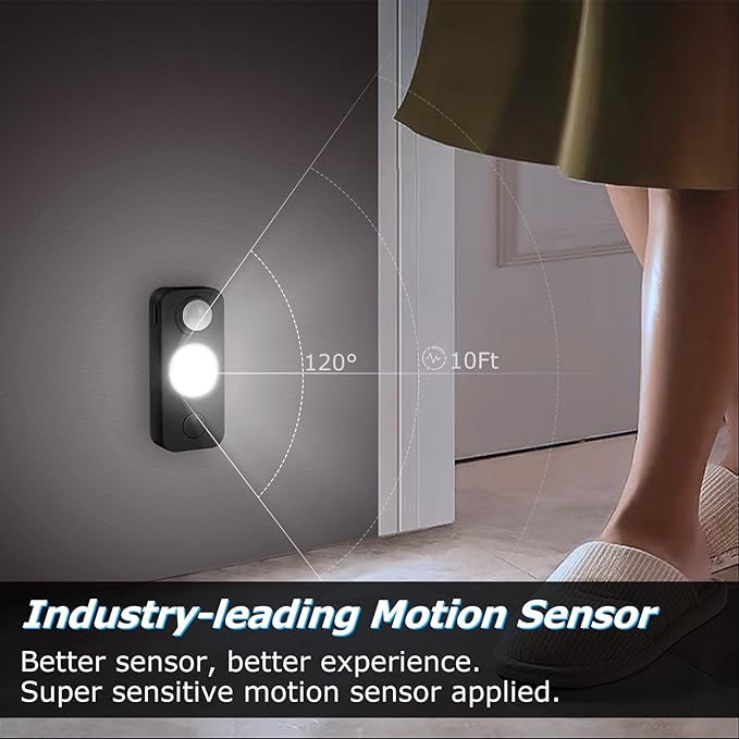 NIEGNOWOO LED Motion Sensor Puck Lights, Rechargeable Cabinet Lights, Stick on Wireless LED Night Light for Closet, Drawer, Shelf, Under Cabinet, Daylight White 6Pack, USB Charging Cord Included