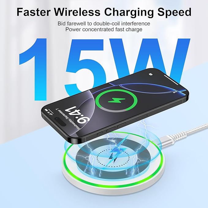 15W Pixel 10 9 8 Wireless Charger Fast Charging Pad For Google Pixel 10a 10Pro XL/Fold 9pro 8pro 8a 7a, Wireless Charger Pad for iPhone 17/16/15, Samsung Galaxy S26 S25 S24 FE S24 Z Fold6 23 Ultra S22